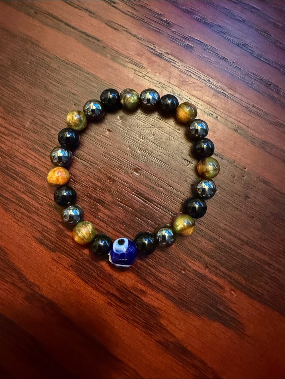 ✴️New✴️Evil Eye, Hematite and Peacock Agate Bracelet (4/$20)